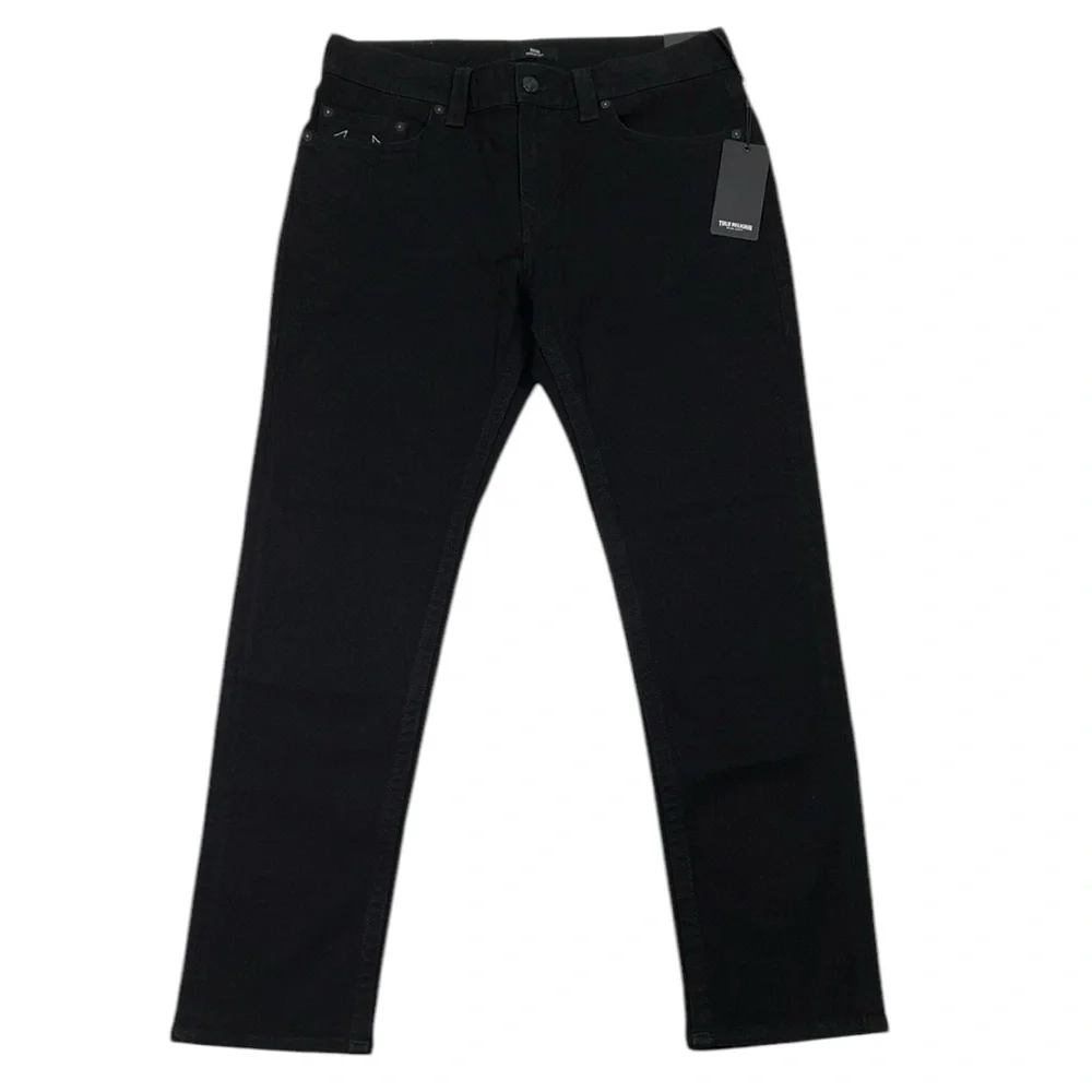 True Religion Geno No Flap 35x31 Black Jeans Relaxed Slim Men's NWT